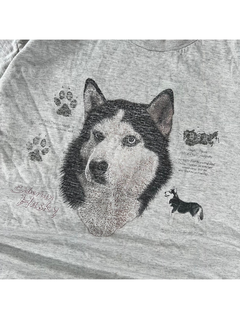Vintage Siberian Husky Made in Canada grey tshirt Size L - Picture 2 of 7